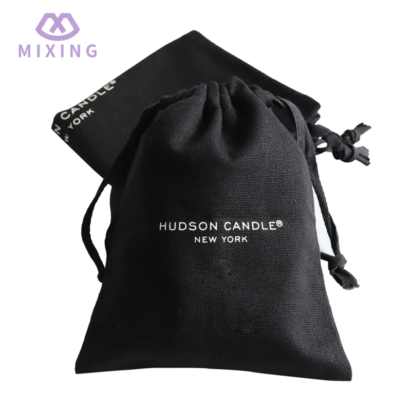 Bolsa de pó de lona de algodão preto