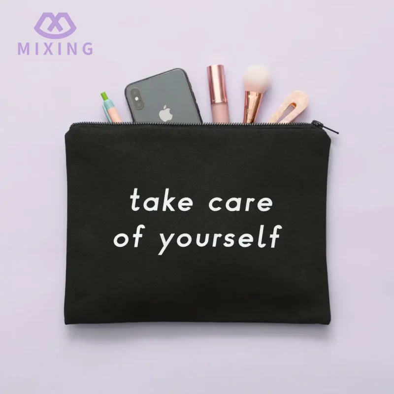 Bolsa cosmética de algodão preto